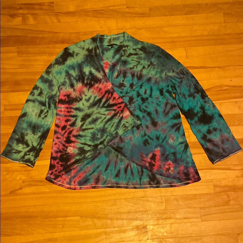 Colorful Tie-Dye Cardigan 3/4 Sleeves